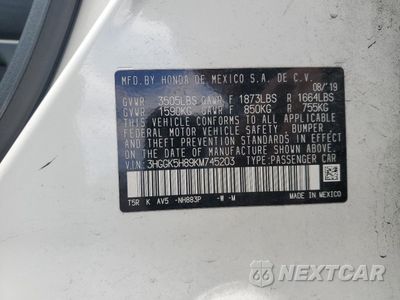 Zdjęcie 12 z 12 samochodu: 2019 HONDA FIT EX VIN:3HGGK5H89KM745203 - miniatura