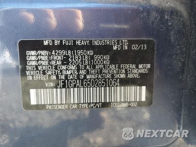 Zdjęcie 13 z 13 samochodu: 2013 SUBARU IMPREZA SPORT PREMIUM VIN:JF1GPAL65D2851064 - miniatura