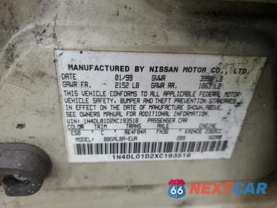 Zdjęcie 12 z 12 samochodu: 1999 NISSAN ALTIMA VIN:1N4DL01D2XC193518 - miniatura