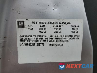 Zdjęcie 13 z 13 samochodu: 2005 PONTIAC GRAND PRIX VIN:2G2WP522551215777 - miniatura
