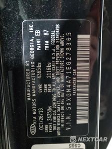Zdjęcie 12 z 12 samochodu: 2014 KIA OPTIMA EX VIN:5XXGN4A71EG278365 - miniatura