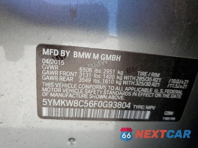 Zdjęcie 14 z 14 samochodu: 2015 BMW X6 M VIN:5YMKW8C56F0G93804 - miniatura