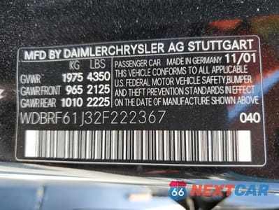 Zdjęcie 15 z 15 samochodu: 2002 MERCEDES-BENZ C 240 VIN:WDBRF61J32F222367 - miniatura