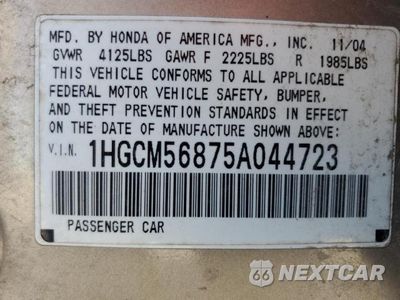 Zdjęcie 13 z 13 samochodu: 2005 HONDA ACCORD EX VIN:1HGCM56875A044723 - miniatura
