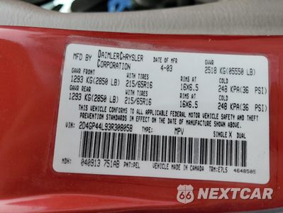 Zdjęcie 14 z 14 samochodu: 2003 DODGE GRAND CARAVAN SPORT VIN:2D4GP44L93R308058 - miniatura
