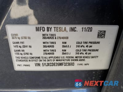Zdjęcie 14 z 14 samochodu: 2021 TESLA MODEL X VIN:5YJXCDE26MF323693 - miniatura