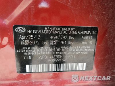 Zdjęcie 12 z 12 samochodu: 2013 HYUNDAI ELANTRA GLS VIN:5NPDH4AE9DH335603 - miniatura