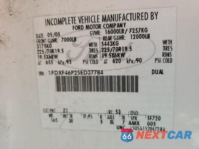 Zdjęcie 12 z 12 samochodu: 2005 FORD F450 SUPER DUTY VIN:1FDXF46P25ED37784 - miniatura
