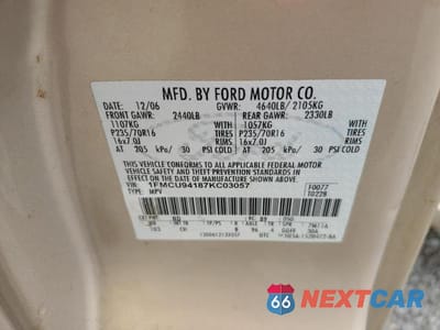 Zdjęcie 13 z 13 samochodu: 2007 FORD ESCAPE LIMITED VIN:1FMCU94187KC03057 - miniatura