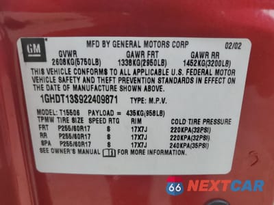Zdjęcie 13 z 15 samochodu: 2002 OLDSMOBILE BRAVADA VIN:1GHDT13S922409871 - miniatura