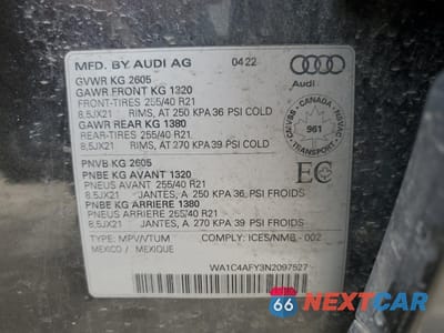 Zdjęcie 13 z 14 samochodu: 2022 AUDI SQ5 PRESTIGE VIN:WA1C4AFY3N2097527 - miniatura