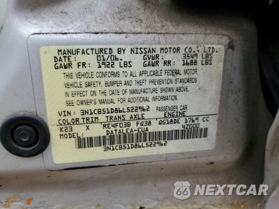 Zdjęcie 12 z 12 samochodu: 2006 NISSAN SENTRA 1.8 VIN:3N1CB51D86L522962 - miniatura