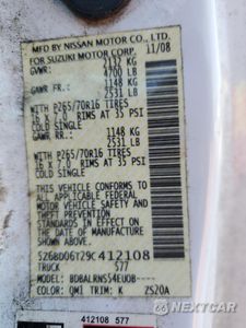 Zdjęcie 13 z 13 samochodu: 2009 SUZUKI EQUATOR BASE VIN:5Z6BD06T29C412108 - miniatura
