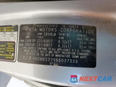 Zdjęcie 13 z 13 samochodu: 2006 KIA SEDONA EX VIN:KNDMB233966037339 - miniatura