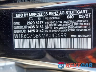 Zdjęcie 12 z 12 samochodu: 2021 MERCEDES-BENZ S 580 4MATIC VIN:W1K6G7GB9MA040699 - miniatura