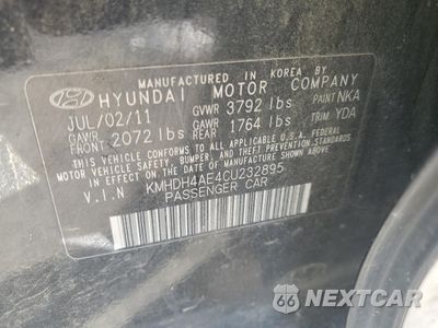Zdjęcie 12 z 14 samochodu: 2012 HYUNDAI ELANTRA GLS VIN:KMHDH4AE4CU232895 - miniatura
