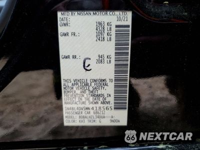 Zdjęcie 14 z 14 samochodu: 2021 NISSAN ALTIMA SV VIN:1N4BL4DV5MN418565 - miniatura