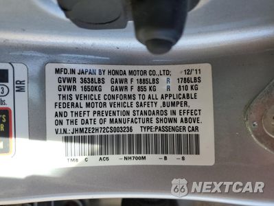 Zdjęcie 15 z 15 samochodu: 2012 HONDA INSIGHT EX VIN:JHMZE2H72CS003236 - miniatura