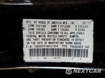 Zdjęcie 14 z 14 samochodu: 2016 HONDA ACCORD SPORT VIN:1HGCR2F55GA037424 - miniatura