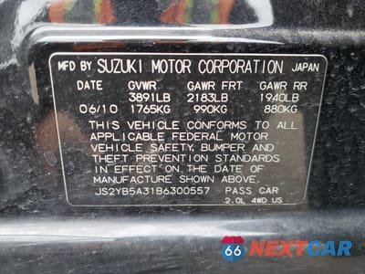 Zdjęcie 14 z 14 samochodu: 2011 SUZUKI SX4 VIN:JS2YB5A31B6300557 - miniatura