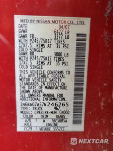 Zdjęcie 15 z 15 samochodu: 2007 NISSAN TITAN XE VIN:1N6BA07A57N246265 - miniatura