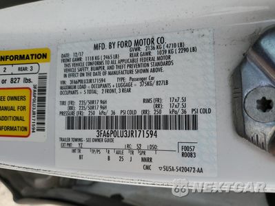 Zdjęcie 12 z 12 samochodu: 2018 FORD FUSION SE HYBRID VIN:3FA6P0LU3JR171594 - miniatura