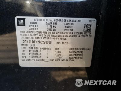 Zdjęcie 13 z 13 samochodu: 2012 CHEVROLET EQUINOX LT VIN:2GNALDEK2C6290600 - miniatura