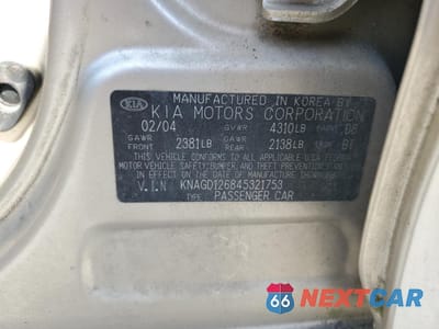 Zdjęcie 13 z 15 samochodu: 2004 KIA OPTIMA LX VIN:KNAGD126845321753 - miniatura