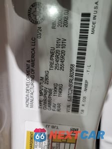 Zdjęcie 12 z 12 samochodu: 2024 ACURA RDX A-SPEC ADVANCE VIN:5J8TC2H80RL802958 - miniatura