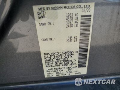 Zdjęcie 12 z 13 samochodu: 2020 NISSAN ALTIMA S VIN:1N4BL4BV9LC236042 - miniatura