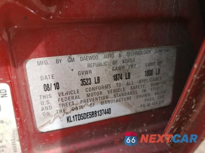 Zdjęcie 12 z 12 samochodu: 2011 CHEVROLET AVEO LS VIN:KL1TD5DE5BB137440 - miniatura