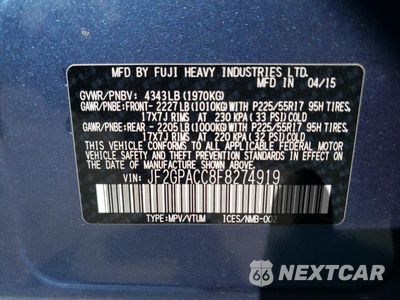 Zdjęcie 13 z 13 samochodu: 2015 SUBARU XV CROSSTREK 2.0 PREMIUM VIN:JF2GPACC8F8274919 - miniatura