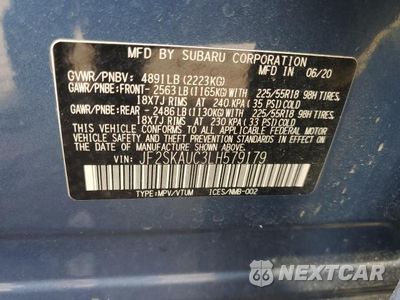 Zdjęcie 13 z 13 samochodu: 2020 SUBARU FORESTER VIN:JF2SKAUC3LH579179 - miniatura