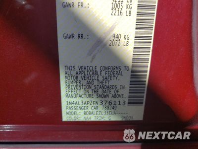 Zdjęcie 12 z 12 samochodu: 2015 NISSAN ALTIMA 2.5 VIN:1N4AL3AP2FN376113 - miniatura
