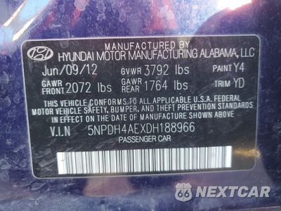 Zdjęcie 12 z 12 samochodu: 2013 HYUNDAI ELANTRA GLS VIN:5NPDH4AEXDH188966 - miniatura
