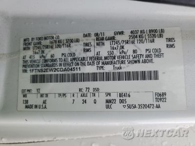 Zdjęcie 13 z 13 samochodu: 2012 FORD ECONOLINE E250 VAN VIN:1FTNS2EW2CDA04511 - miniatura