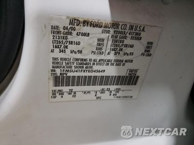 Zdjęcie 13 z 14 samochodu: 2000 FORD EXCURSION XLT VIN:1FMSU41FXYED45649 - miniatura