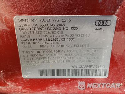 Zdjęcie 13 z 13 samochodu: 2015 AUDI Q5 PREMIUM VIN:WA1CFAFP4FA122153 - miniatura