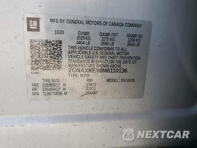 Zdjęcie 13 z 13 samochodu: 2021 CHEVROLET EQUINOX LT VIN:2GNAXKEV8M6110136 - miniatura