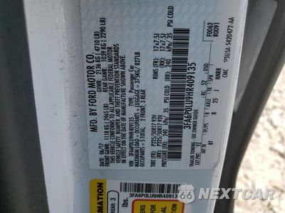 Zdjęcie 12 z 13 samochodu: 2017 FORD FUSION SE HYBRID VIN:3FA6P0LU9HR409135 - miniatura