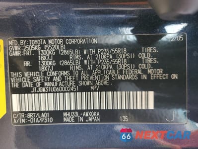 Zdjęcie 14 z 14 samochodu: 2006 LEXUS RX 400 VIN:JTJGW31U060002451 - miniatura