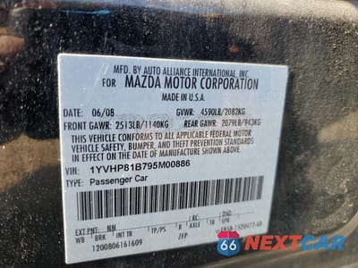Zdjęcie 12 z 12 samochodu: 2009 MAZDA 6 S VIN:1YVHP81B795M00886 - miniatura