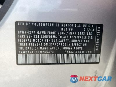 Zdjęcie 12 z 12 samochodu: 2014 VOLKSWAGEN JETTA SE VIN:3VWD17AJ6EM265473 - miniatura