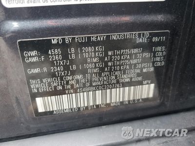 Zdjęcie 13 z 13 samochodu: 2012 SUBARU OUTBACK 2.5I LIMITED VIN:4S4BRBKC0C3207763 - miniatura