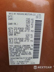 Zdjęcie 14 z 14 samochodu: 2015 NISSAN MURANO S VIN:5N1AZ2MH7FN272588 - miniatura