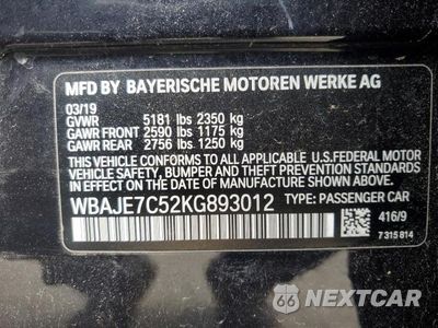 Zdjęcie 20 z 21 samochodu: 2019 BMW 540 XI VIN:WBAJE7C52KG893012 - miniatura