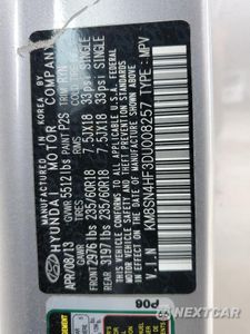 Zdjęcie 13 z 13 samochodu: 2013 HYUNDAI SANTA FE GLS VIN:KM8SN4HF3DU008257 - miniatura