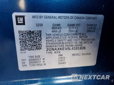 Zdjęcie 15 z 16 samochodu: 2020 CHEVROLET EQUINOX LT VIN:2GNAXKEV5L6181826 - miniatura