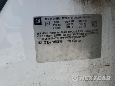 Zdjęcie 12 z 14 samochodu: 2017 CHEVROLET IMPALA LT VIN:2G1105S34H9165116 - miniatura