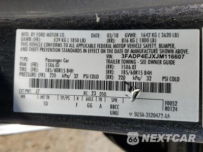 Zdjęcie 12 z 13 samochodu: 2018 FORD FIESTA SE VIN:3FADP4EJXJM116607 - miniatura